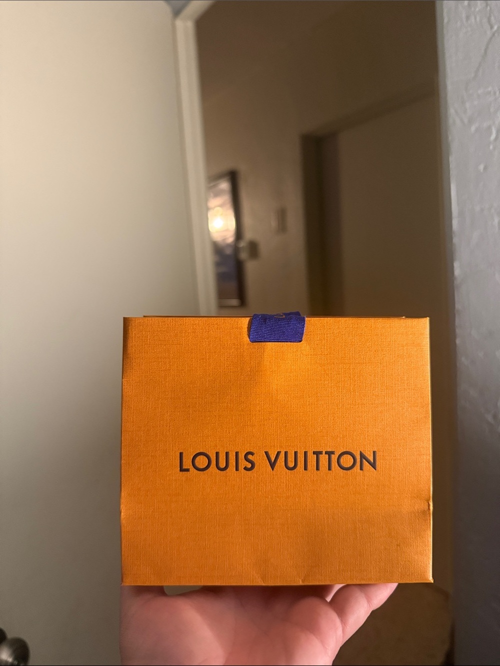 Louis Vuitton Orange Box with Blue Ribbon Accent